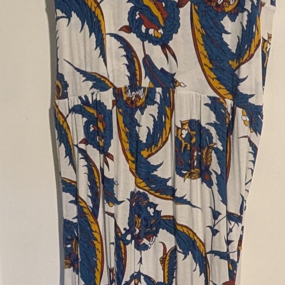 H&M A-Line Skirt with Blue and Yellow Floral Design
